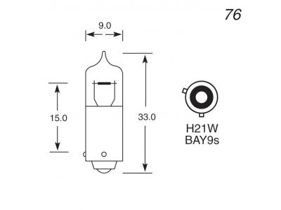 24v, 21w Standard Bulb With A Bay9s Base Technical Image