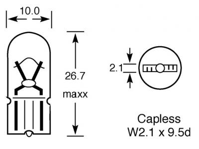 24v, 5w Standard Bulb With A W2.1x9.5d Base Technical Image