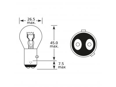 12v, 21/5w Standard Bulb With A Baw15d Base Technical Image