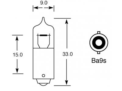 12v, 20w Halogen Bulb With A Ba9s Mcc Base Technical Image
