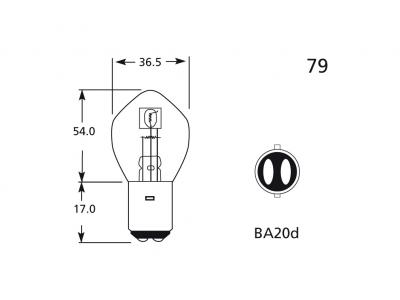 12v, 35/35w Standard Bulb With A Ba20d Base Technical Image