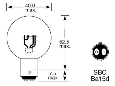 12v, 36/36w Standard Bulb With A Ba15d Sbc Base Technical Image