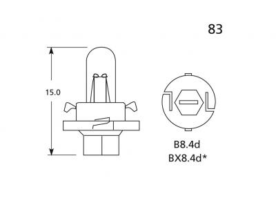 12v, 1.2w Tacho Bulb With A Bx8.4d Base Technical Image