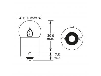 12v, 10w Standard Bulb With A Bay15s Base Technical Image