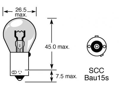 12v, 21w Standard Bulb With A Bau15s Base Technical Image