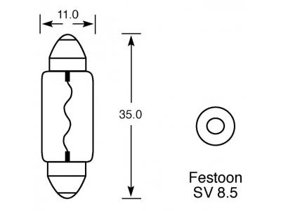 12v, 5w 40 X 11 Festoon Bulb With A Sv8.5-8 Base Technical Image
