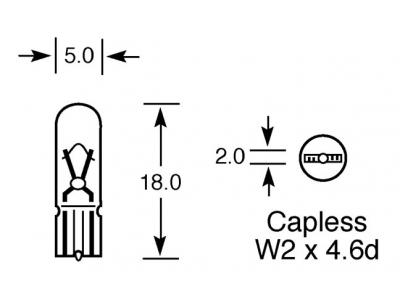 24v, 1.2w Standard Bulb With A W2.1x4.6d Base Technical Image
