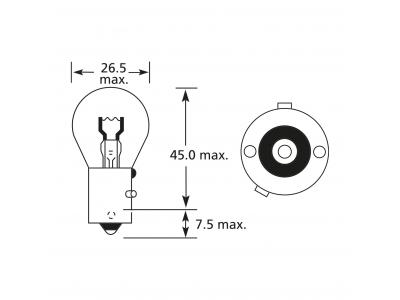 12v, 21w Standard Bulb With A Baw15d Base Technical Image