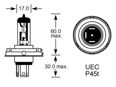 12v, 60/55w Halogen Bulb With A P45t Base Technical Image