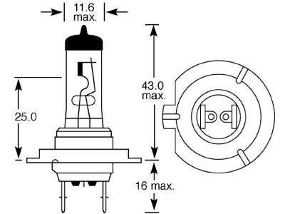 12v, 100w Halogen Bulb With A Px26d Base Technical Image