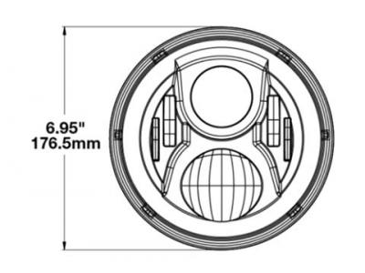 JWS 8700 EVO 2 PRO CHROME HIGH/LOW BEAM HEADLIGHT PAIR WITH DRL Technical Image