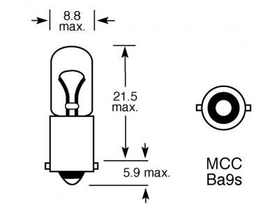 24v, 4w Standard Bulb With A Ba9s Mcc Base Technical Image