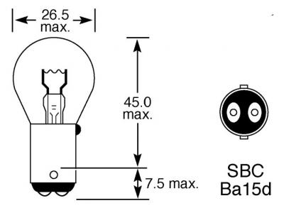 24v, 21w Standard Bulb With A Ba15d Sbc Base Technical Image
