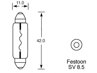 12v, 5w 42 X 11 Festoon Bulb With A Sv8.5-8 Base Technical Image