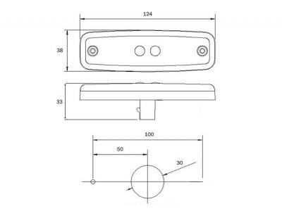 Truck-lite Model 890 Led Amber Side Marker Light With Bracket Technical Image