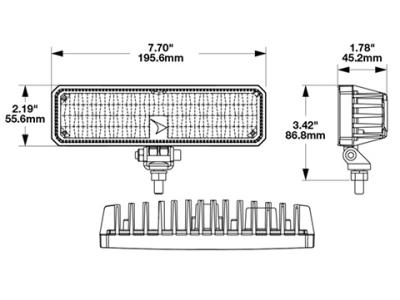 JWS Model 893 LED Compact Rectangular Work Light Technical Image