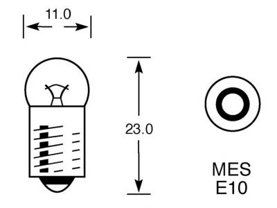 12v, 2.2w Halogen Bulb With A E10 Base Technical Image