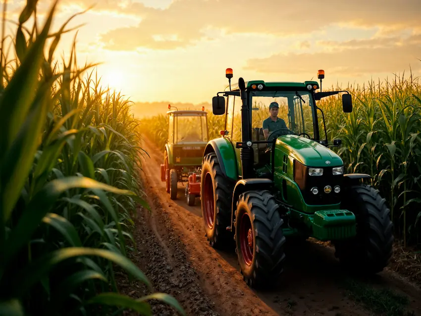 Agriculture, tractors in field