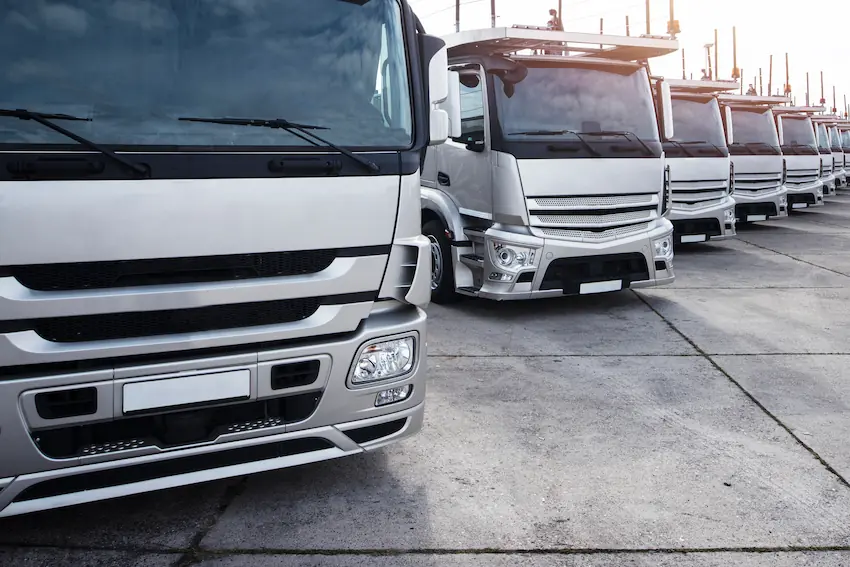 Fleet of Parked Trucks