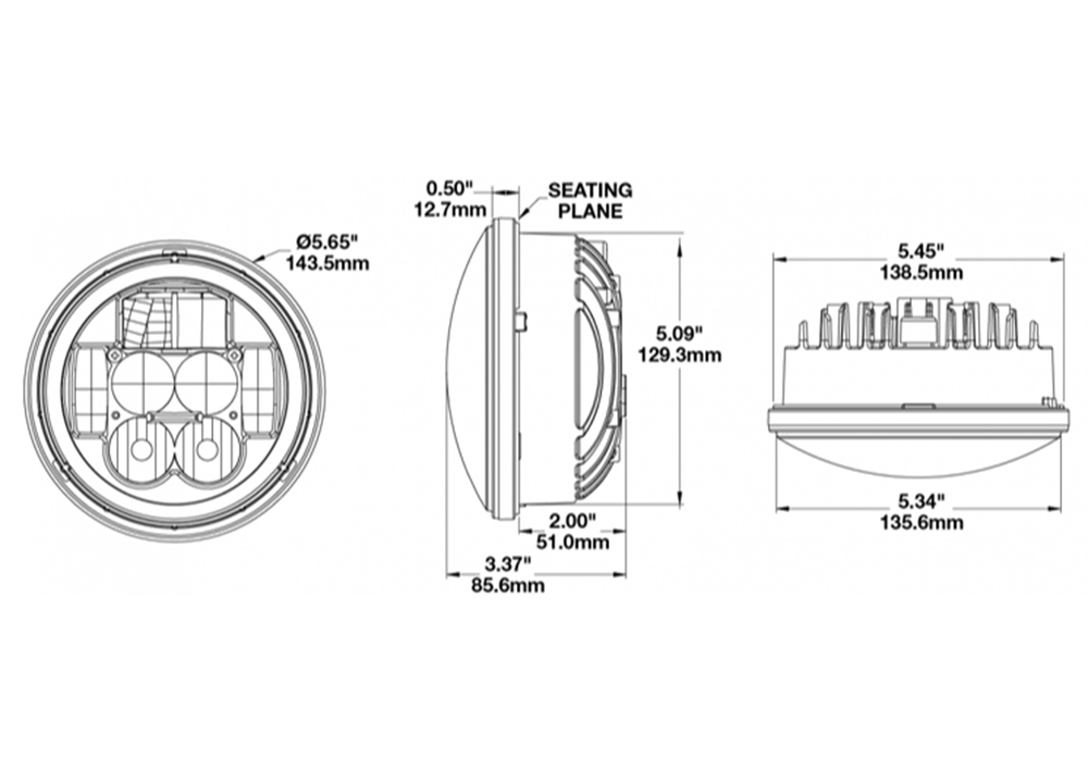 JWS Model 8632 Evolution Headlight with side marker