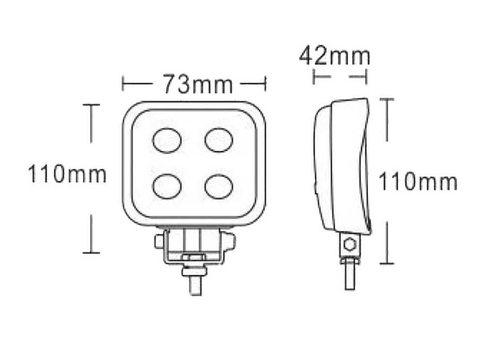 12-80 V 1080 LM SQUARE WORK LAMP